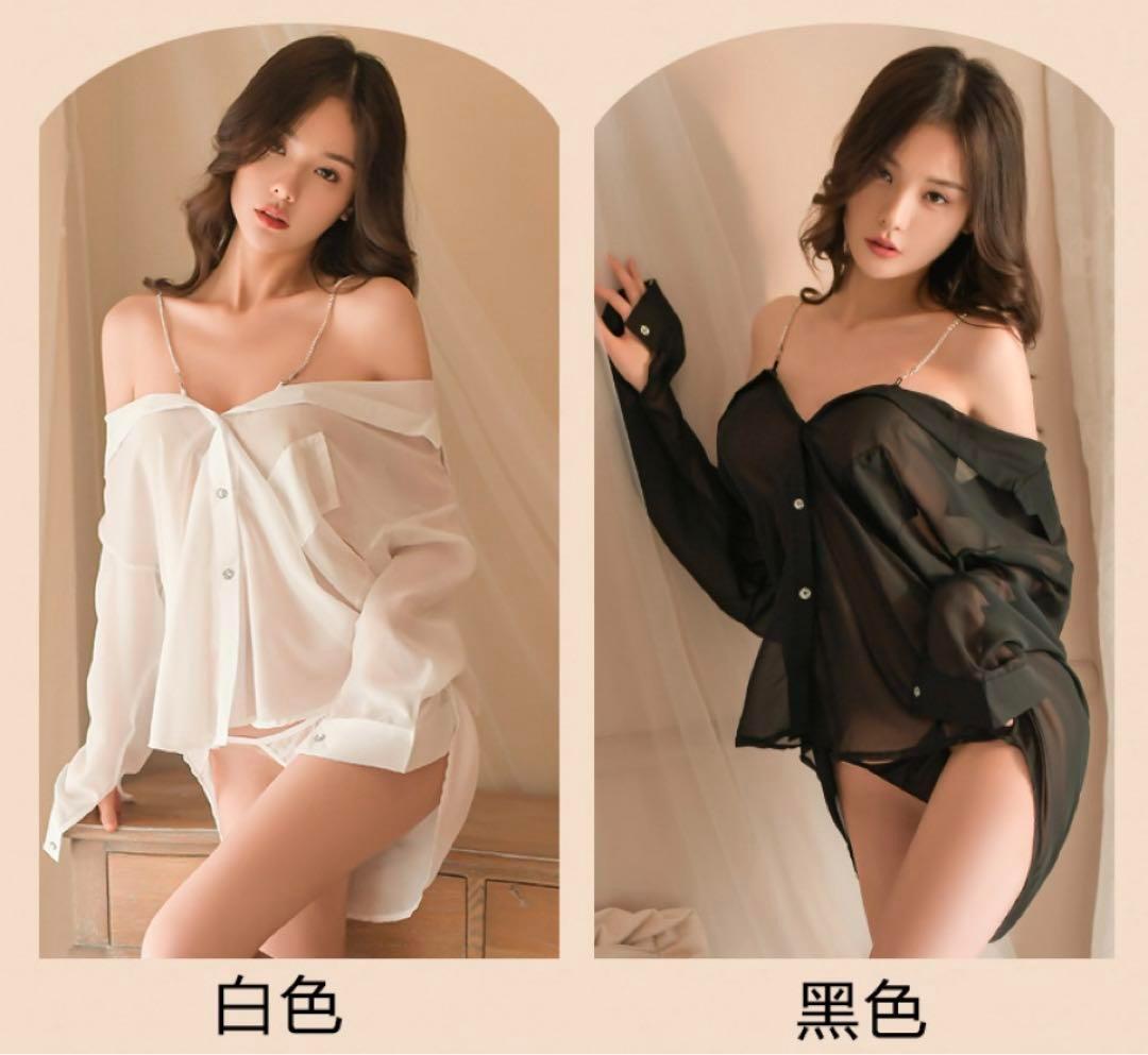 Sexy See-through Mesh Smooth Ski-spun Soyfriend Style Shirt Ladies Nightgown Sexy Uniform