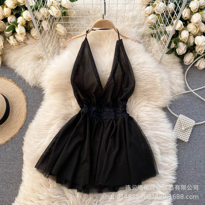 Elegant Red Halter Dress with Flowing Silhouette