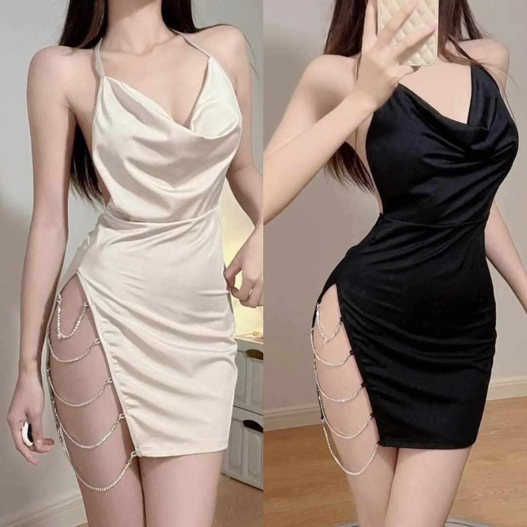 Elegant Satin Mini Dress with Side Chain Design β Party Night Dress for Women