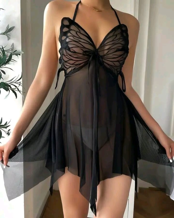 Butterfly Lace Sheer Babydoll Lingerie β Red, Black & White | Sexy Nightwear for Women