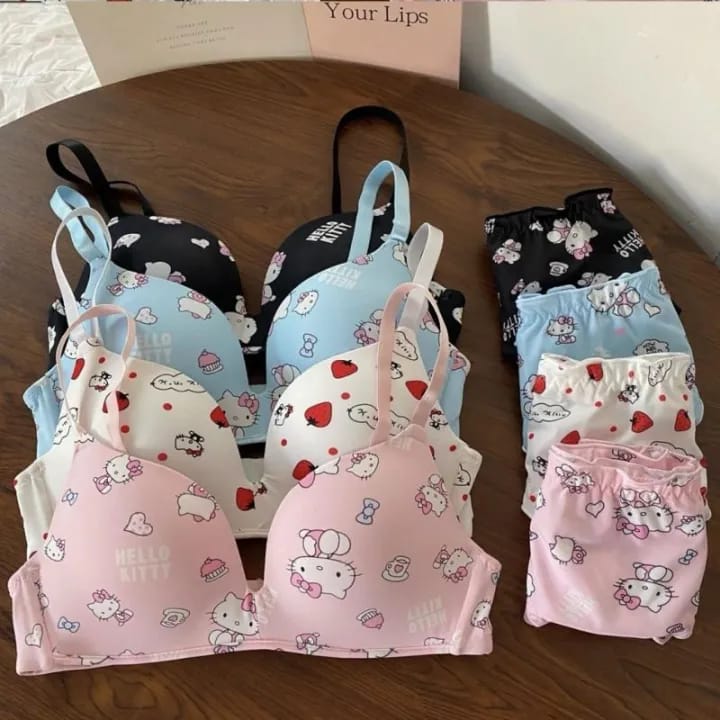 Cute Hello Kitty Printed Bra & Panty Set β Soft & Stylish for Everyday Comfort