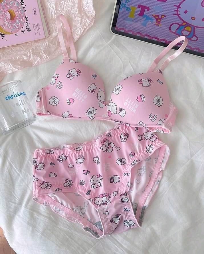 Cute Hello Kitty Printed Bra & Panty Set β Soft & Stylish for Everyday Comfort