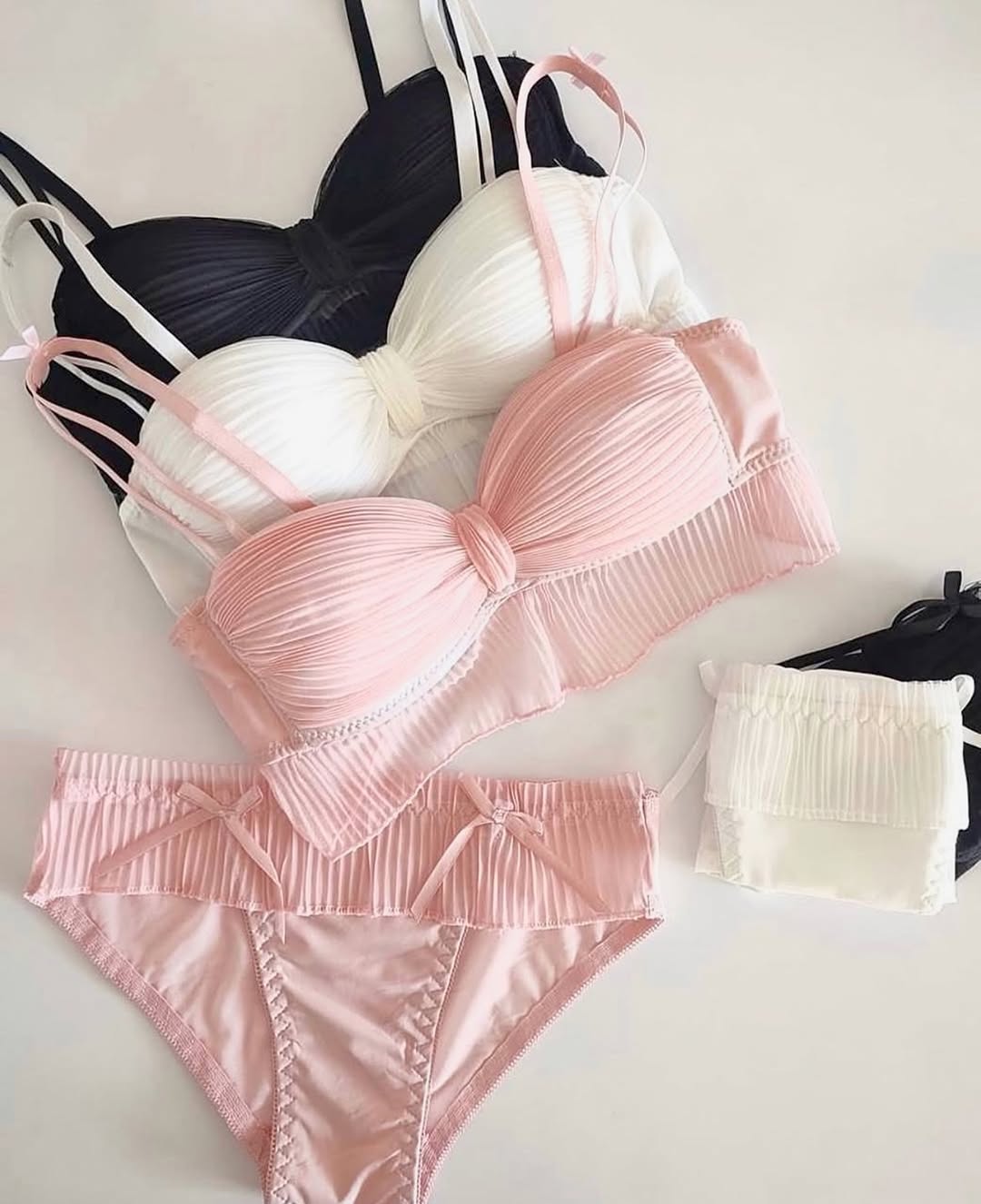 Elegant Pleated Lingerie Set β Soft, Comfortable & Feminine