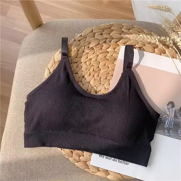 Women's Ribbed Seamless Bralette β Soft Comfort Everyday Wear (Black, Skin, Coffee, Sky, White, Maroon)