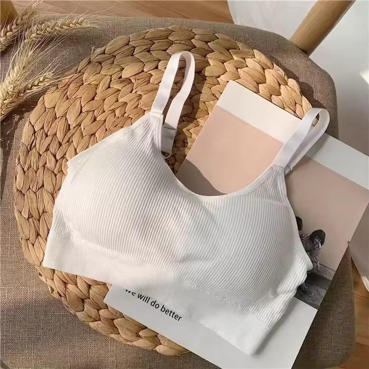 Women's Ribbed Seamless Bralette β Soft Comfort Everyday Wear (Black, Skin, Coffee, Sky, White, Maroon)