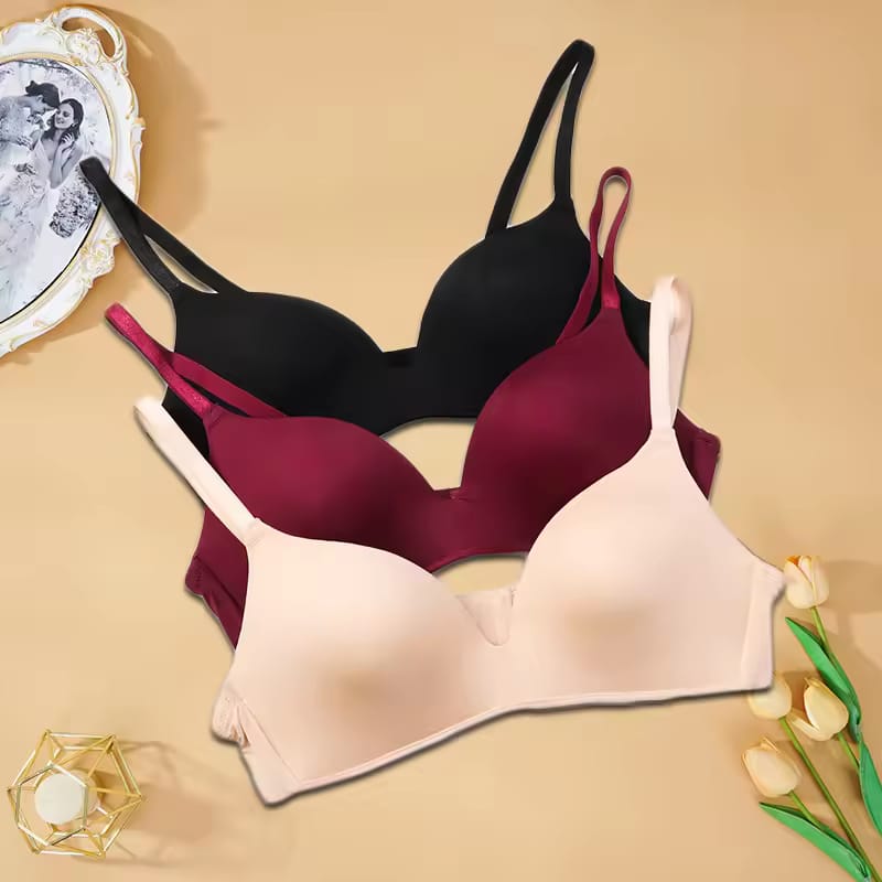 Women's Smooth Padded Everyday Bra β Comfort Fit (Black, Skin, Pink, Gray, Maroon)