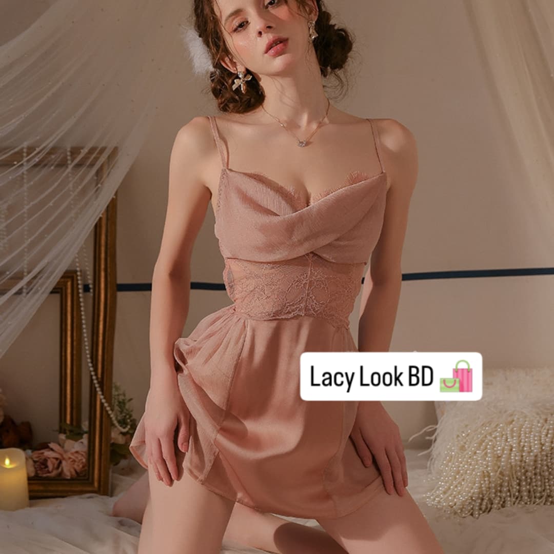 Elegant  Lace Nightdress – Premium Satin Sleepwear | Lacy Look BD