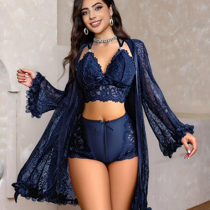 Midnight Rose Lace Lingerie Set