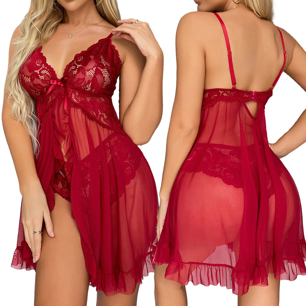 Luxury Floral Lace Babydoll Lingerie