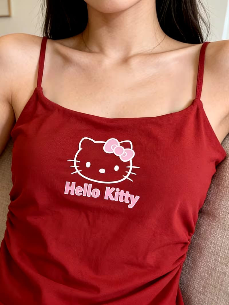 Hello Kitty Cute Cartoon Graphic Oversized Top for Women