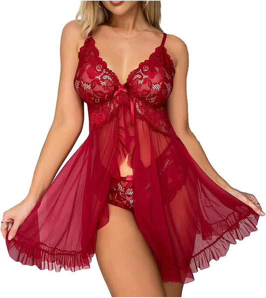 Luxury Floral Lace Babydoll Lingerie