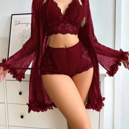 Midnight Rose Lace Lingerie Set