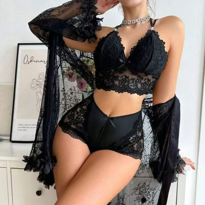 Midnight Rose Lace Lingerie Set