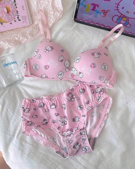 Cute Hello Kitty Printed Bra & Panty Set – Soft & Stylish for Everyday Comfort