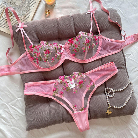 Romantic Floral Embroidered Lingerie Set – Soft, Sexy & Feminine