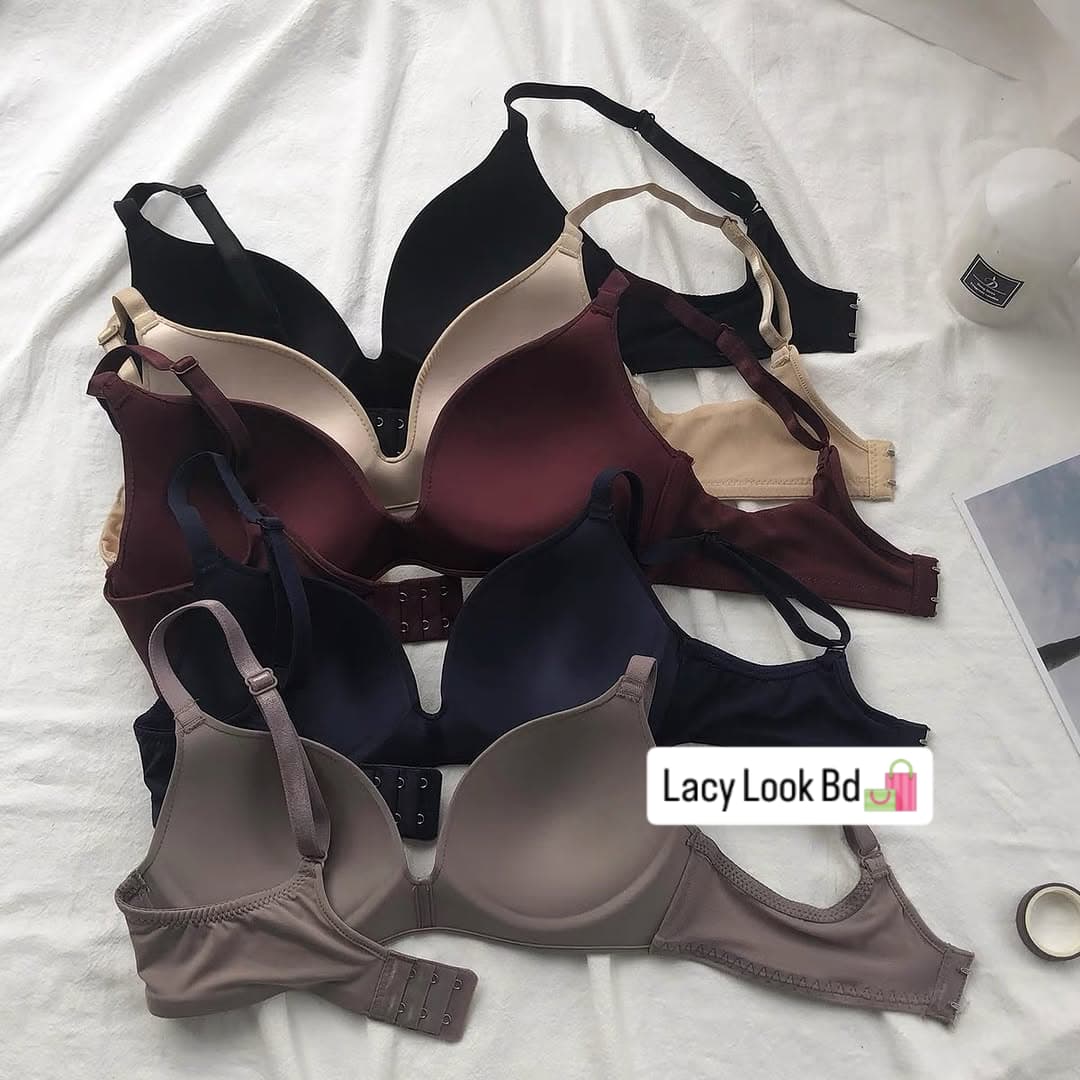 Women's Smooth Padded Everyday Bra – Comfort Fit (Black, Skin, Pink, Gray, Maroon)