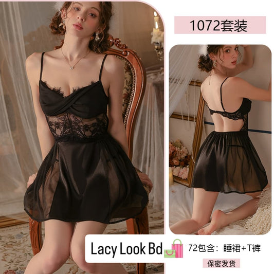 Elegant  Lace Nightdress – Premium Satin Sleepwear | Lacy Look BD