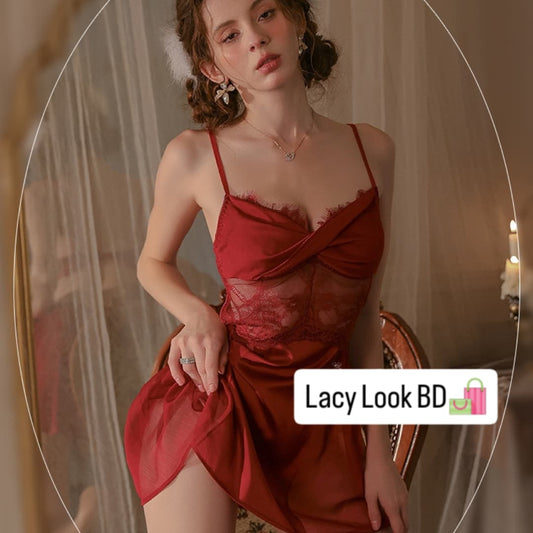 Elegant  Lace Nightdress – Premium Satin Sleepwear | Lacy Look BD
