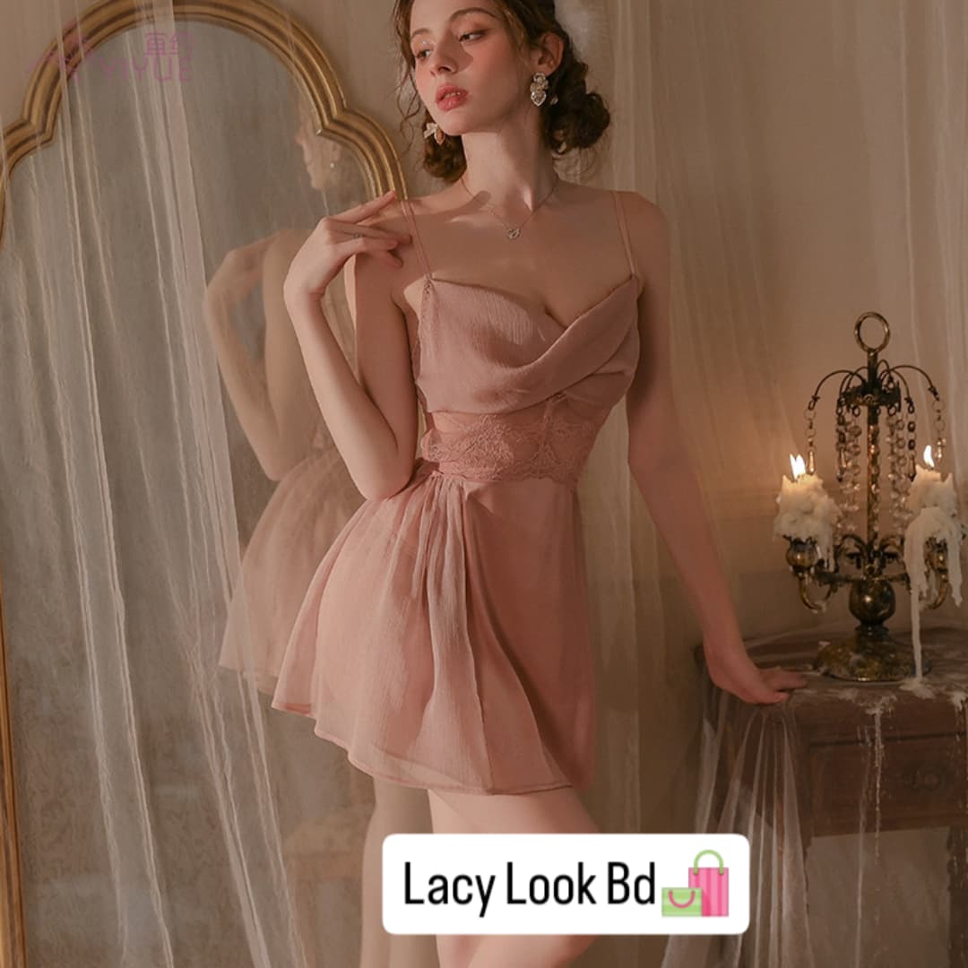 Elegant  Lace Nightdress – Premium Satin Sleepwear