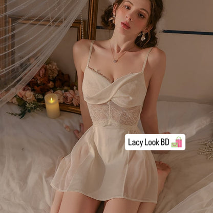 Elegant  Lace Nightdress – Premium Satin Sleepwear | Lacy Look BD