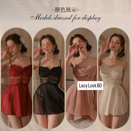 Elegant  Lace Nightdress – Premium Satin Sleepwear