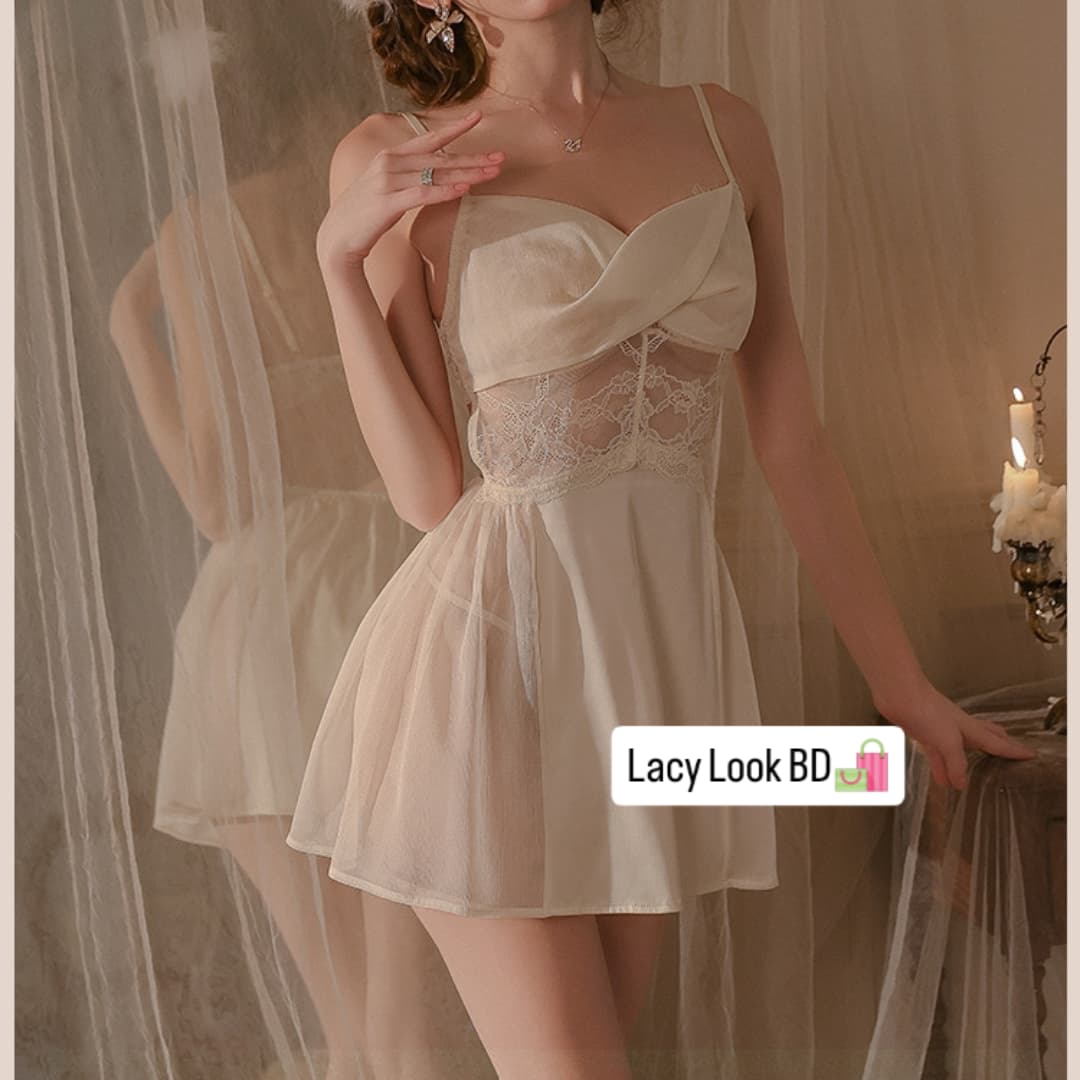 Elegant  Lace Nightdress – Premium Satin Sleepwear